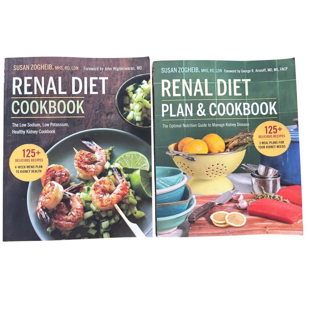 Renal‎ Diet Cookbook & Plan Susan Zogheib 2 Book Set Kidney Health Low Sodium